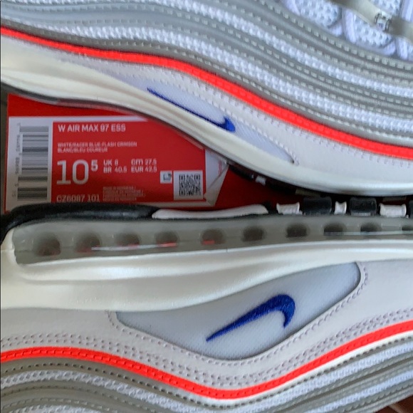 NIKE W AIR MAX 97 ESS WHITE/RACER BLUE-FLASH CRIMS - Picture 12 of 16